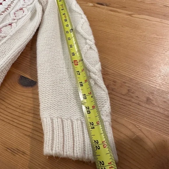 Christopher & Banks Button Down Hand Embroidered Christmas Sweater Cream/Red Med - Picture 11 of 11